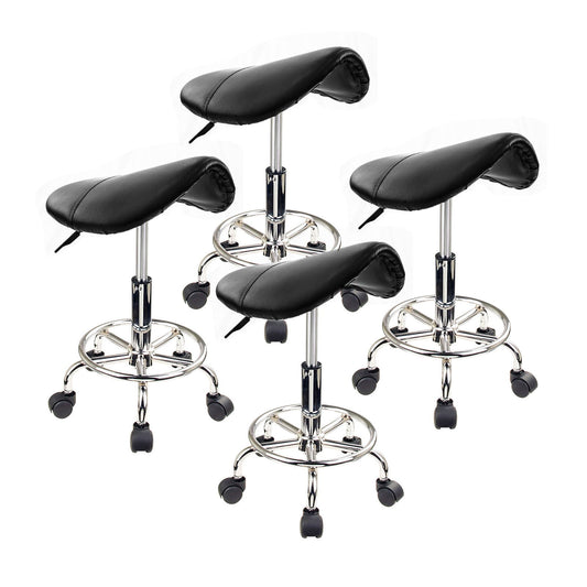 4X Swivel Salon Barber Stool Chair Saddle Type BLACK - Cosy Abode