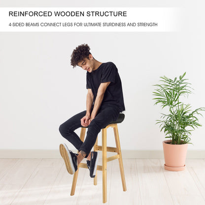 4X Wooden Bar Stool Dining Chair Fabric DARA 73cm BLACK - Cosy Abode