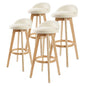 4X Wooden Bar Stool Dining Chair Fabric LEILA 72cm BEIGE - Cosy Abode