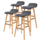 4X Wooden Bar Stool Dining Chair Fabric SOPHIA 74cm GREY - Cosy Abode