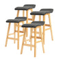 4X Wooden Bar Stool Dining Chair Leather DARA 65cm BLACK - Cosy Abode