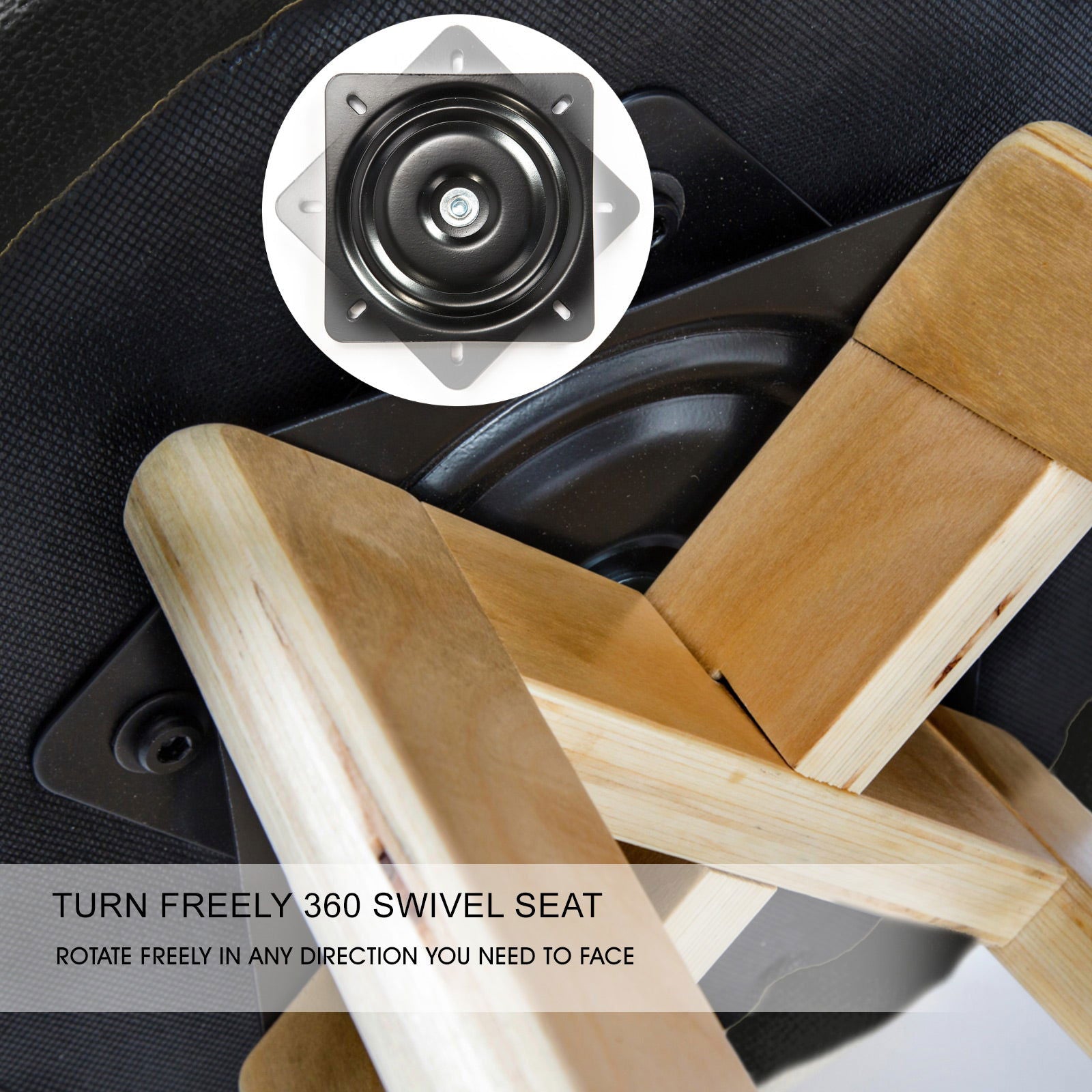 4X Wooden Bar Stool Dining Chair Leather LEILA 72cm BLACK - Cosy Abode