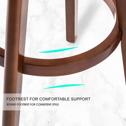 4X Wooden Bar Stool Dining Chair Leather LEILA 72cm BLACK BROWN - Cosy Abode