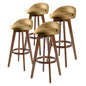 4X Wooden Bar Stool Dining Chair Leather LEILA 72cm COFFEE BROWN - Cosy Abode