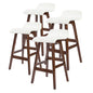 4X Wooden Bar Stool Dining Chair Leather SOPHIA 65cm WHITE BROWN - Cosy Abode