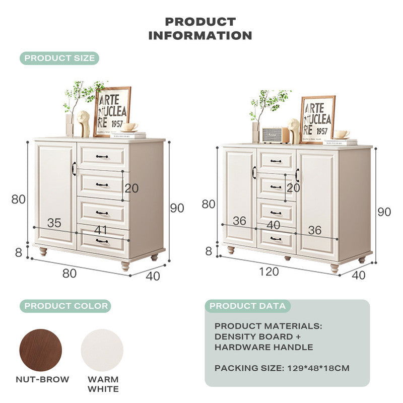 4 Chest of Drawers Storage Cabinet Tower Dresser Tallboy Drawer with Door - Cosy Abode
