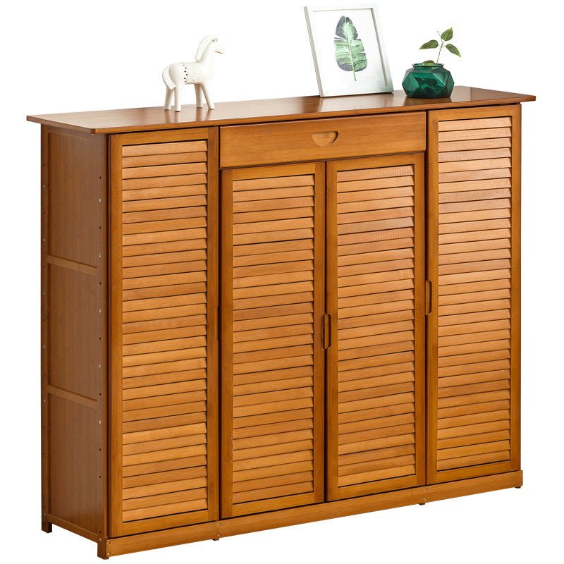 4 Doors 6 Tier with Drawer Bamboo Large Capacity Storage Hallway Shelf Shoe Rack Cabinet - Cosy Abode