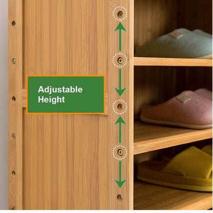 4 Doors 6 Tier with Drawer Bamboo Large Capacity Storage Hallway Shelf Shoe Rack Cabinet - Cosy Abode