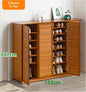 4 Doors 6 Tier without Drawer Tier Bamboo Large Capacity Storage Hallway Shelf Shoe Rack Cabinet - Cosy Abode