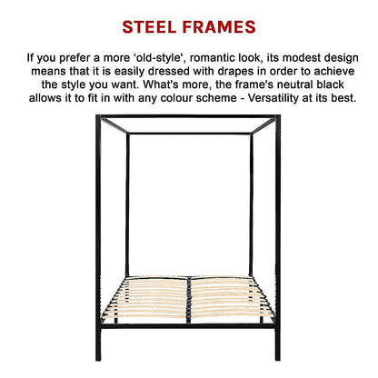 4 Four Poster Double Bed Frame - Cosy Abode