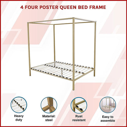 4 Four Poster Queen Bed Frame - Cosy Abode