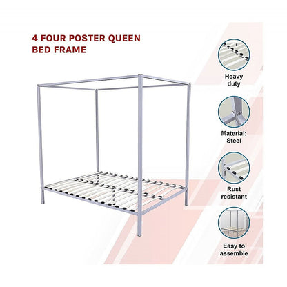 4 Four Poster Queen Bed Frame - Cosy Abode