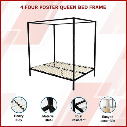 4 Four Poster Queen Bed Frame - Cosy Abode