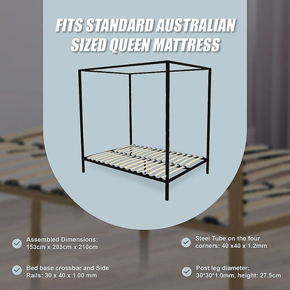 4 Four Poster Queen Bed Frame - Cosy Abode