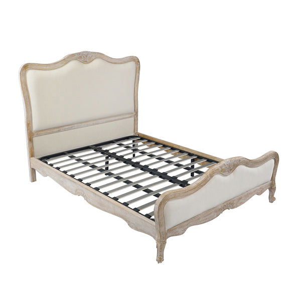 4 Pcs Bedroom Suite Oak Wood Plywood Veneer White Washed Finish in Queen Size - Cosy Abode