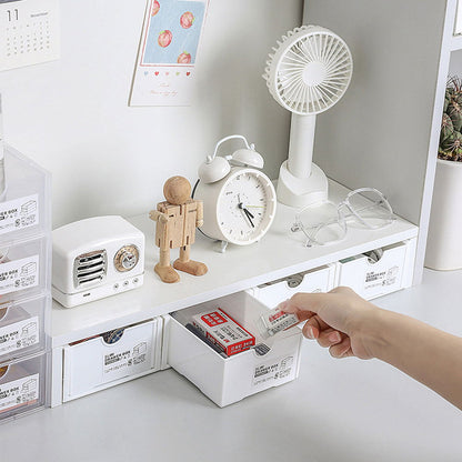 4 Pcs Set Stackable Desktop storage Box Drawer Transparent Plastic Stationery Cosmetic Organizer Box(White) - Cosy Abode