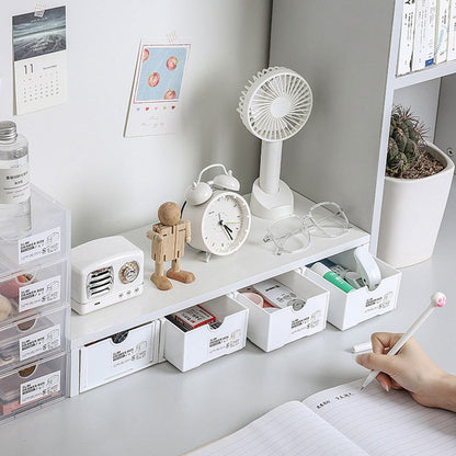 4 Pcs Set Stackable Desktop storage Box Drawer Transparent Plastic Stationery Cosmetic Organizer Box(White) - Cosy Abode