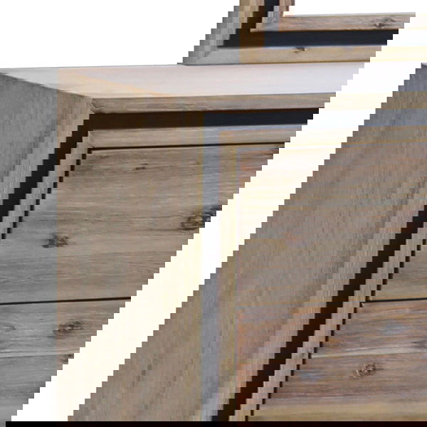 4 Pieces Bedroom Suite King Size Silver Brush in Acacia Wood Construction Bed, Bedside Table & Dresser - Cosy Abode
