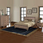 4 Pieces Bedroom Suite King Size Silver Brush in Acacia Wood Construction Bed, Bedside Table & Tallboy - Cosy Abode