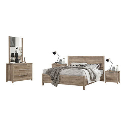 4 Pieces Bedroom Suite Natural Wood Like MDF Structure Double Size Oak Colour Bed, Bedside Table & Dresser - Cosy Abode
