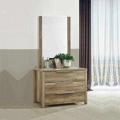 4 Pieces Bedroom Suite Natural Wood Like MDF Structure Double Size Oak Colour Bed, Bedside Table & Dresser - Cosy Abode
