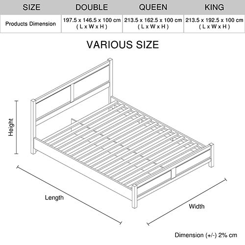 4 Pieces Bedroom Suite Natural Wood Like MDF Structure Double Size Oak Colour Bed, Bedside Table & Dresser - Cosy Abode