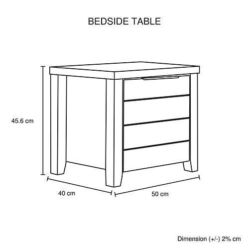 4 Pieces Bedroom Suite Natural Wood Like MDF Structure Double Size Oak Colour Bed, Bedside Table & Dresser - Cosy Abode
