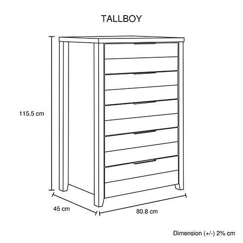 4 Pieces Bedroom Suite Natural Wood Like MDF Structure King Size Oak Colour Bed, Bedside Table & Tallboy - Cosy Abode
