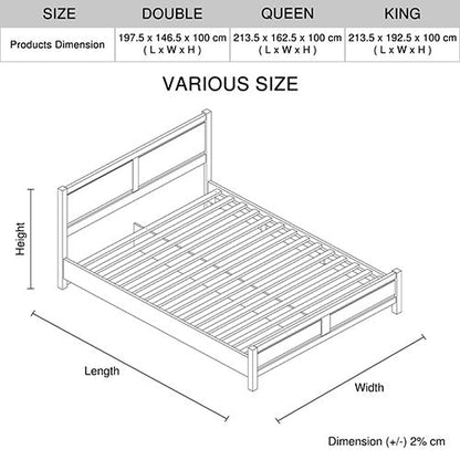 4 Pieces Bedroom Suite Natural Wood Like MDF Structure Queen Size Oak Colour Bed, Bedside Table & Tallboy - Cosy Abode