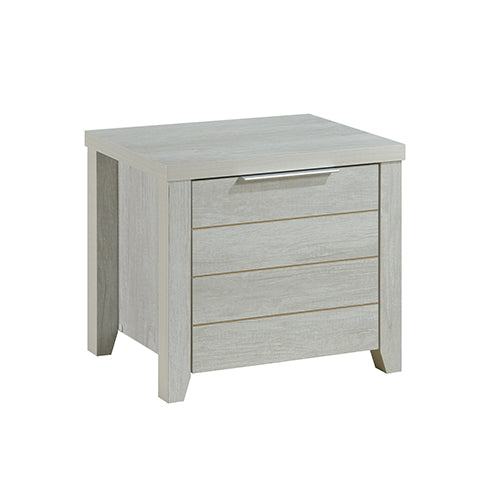 4 Pieces Bedroom Suite Natural Wood Like MDF Structure Queen Size White Ash Colour Bed, Bedside Table & Tallboy - Cosy Abode
