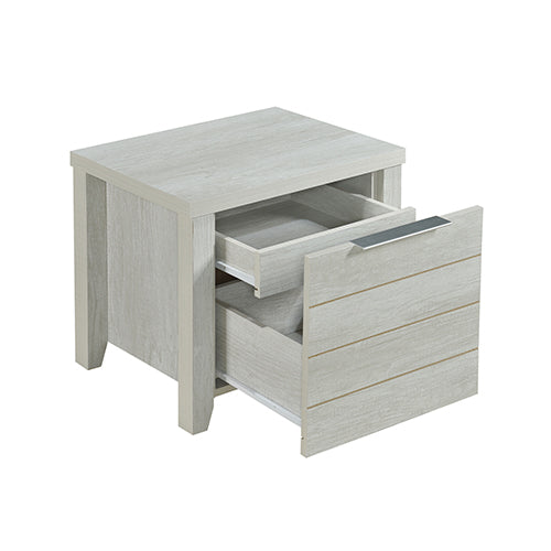 4 Pieces Bedroom Suite Natural Wood Like MDF Structure Queen Size White Ash Colour Bed, Bedside Table & Tallboy - Cosy Abode