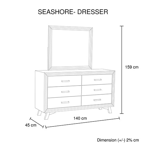 4 Pieces Bedroom Suite Queen Size Silver Brush in Acacia Wood Construction Bed, Bedside Table & Dresser - Cosy Abode