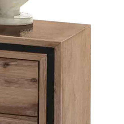 4 Pieces Bedroom Suite Queen Size Silver Brush in Acacia Wood Construction Bed, Bedside Table & Tallboy - Cosy Abode