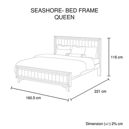 4 Pieces Bedroom Suite Queen Size Silver Brush in Acacia Wood Construction Bed, Bedside Table & Tallboy - Cosy Abode