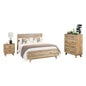 4 Pieces Bedroom Suite Queen Size in Solid Wood Antique Design Light Brown Bed, Bedside Table & Tallboy - Cosy Abode