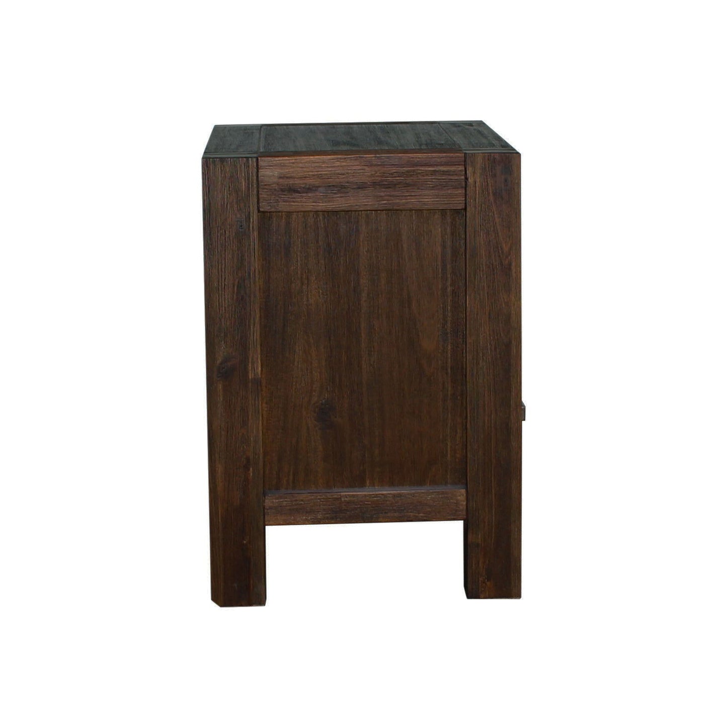 4 Pieces Bedroom Suite in Solid Wood Veneered Acacia Construction Timber Slat Double Size Chocolate Colour Bed, Bedside Table & Dresser - Cosy Abode