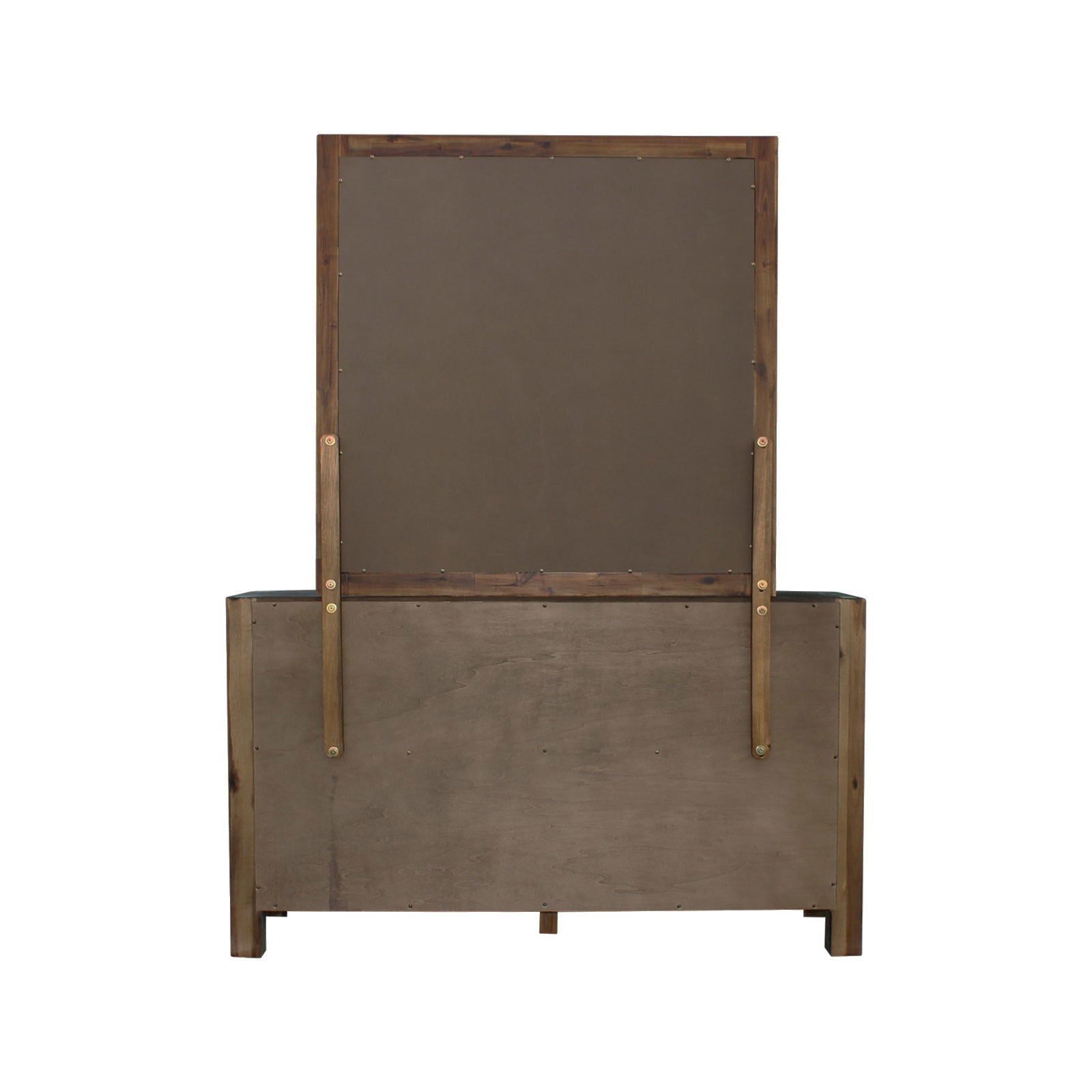 4 Pieces Bedroom Suite in Solid Wood Veneered Acacia Construction Timber Slat Double Size Chocolate Colour Bed, Bedside Table & Dresser - Cosy Abode