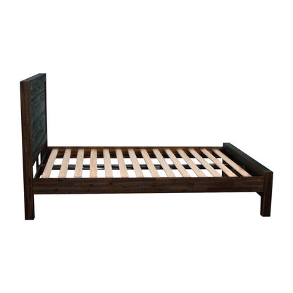 4 Pieces Bedroom Suite in Solid Wood Veneered Acacia Construction Timber Slat Double Size Chocolate Colour Bed, Bedside Table & Tallboy - Cosy Abode