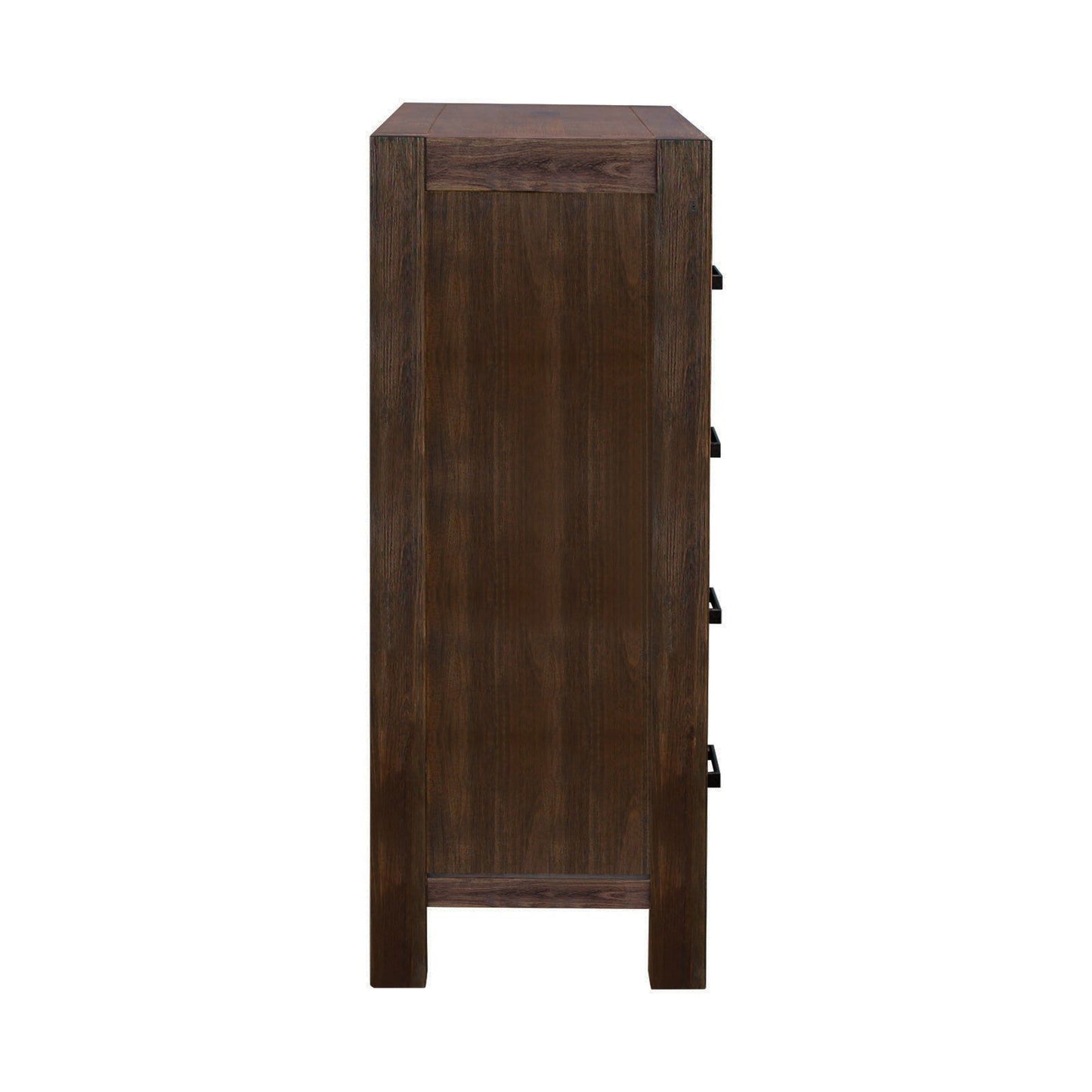 4 Pieces Bedroom Suite in Solid Wood Veneered Acacia Construction Timber Slat Double Size Chocolate Colour Bed, Bedside Table & Tallboy - Cosy Abode