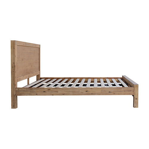 4 Pieces Bedroom Suite in Solid Wood Veneered Acacia Construction Timber Slat King Single Size Oak Colour Bed, Bedside Table & Tallboy - Cosy Abode