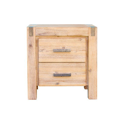 4 Pieces Bedroom Suite in Solid Wood Veneered Acacia Construction Timber Slat King Single Size Oak Colour Bed, Bedside Table & Tallboy - Cosy Abode