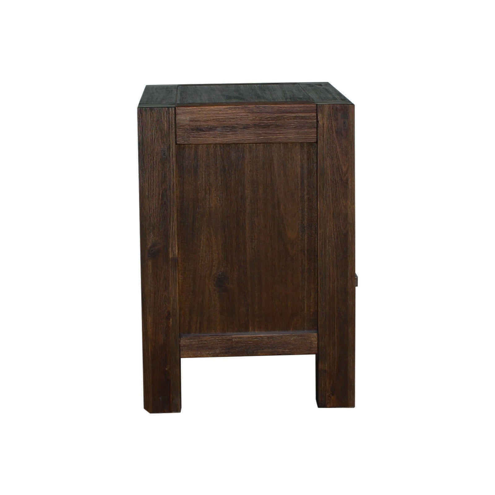 4 Pieces Bedroom Suite in Solid Wood Veneered Acacia Construction Timber Slat King Size Chocolate Colour Bed, Bedside Table & Dresser - Cosy Abode