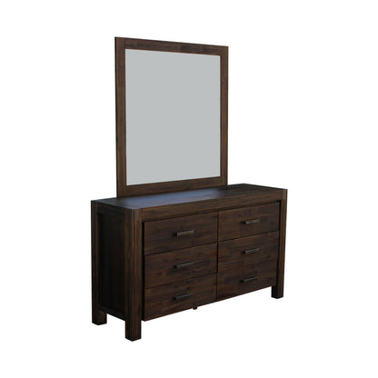 4 Pieces Bedroom Suite in Solid Wood Veneered Acacia Construction Timber Slat Queen Size Chocolate Colour Bed, Bedside Table & Dresser - Cosy Abode