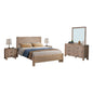 4 Pieces Bedroom Suite in Solid Wood Veneered Acacia Construction Timber Slat Queen Size Oak Colour Bed, Bedside Table & Dresser - Cosy Abode