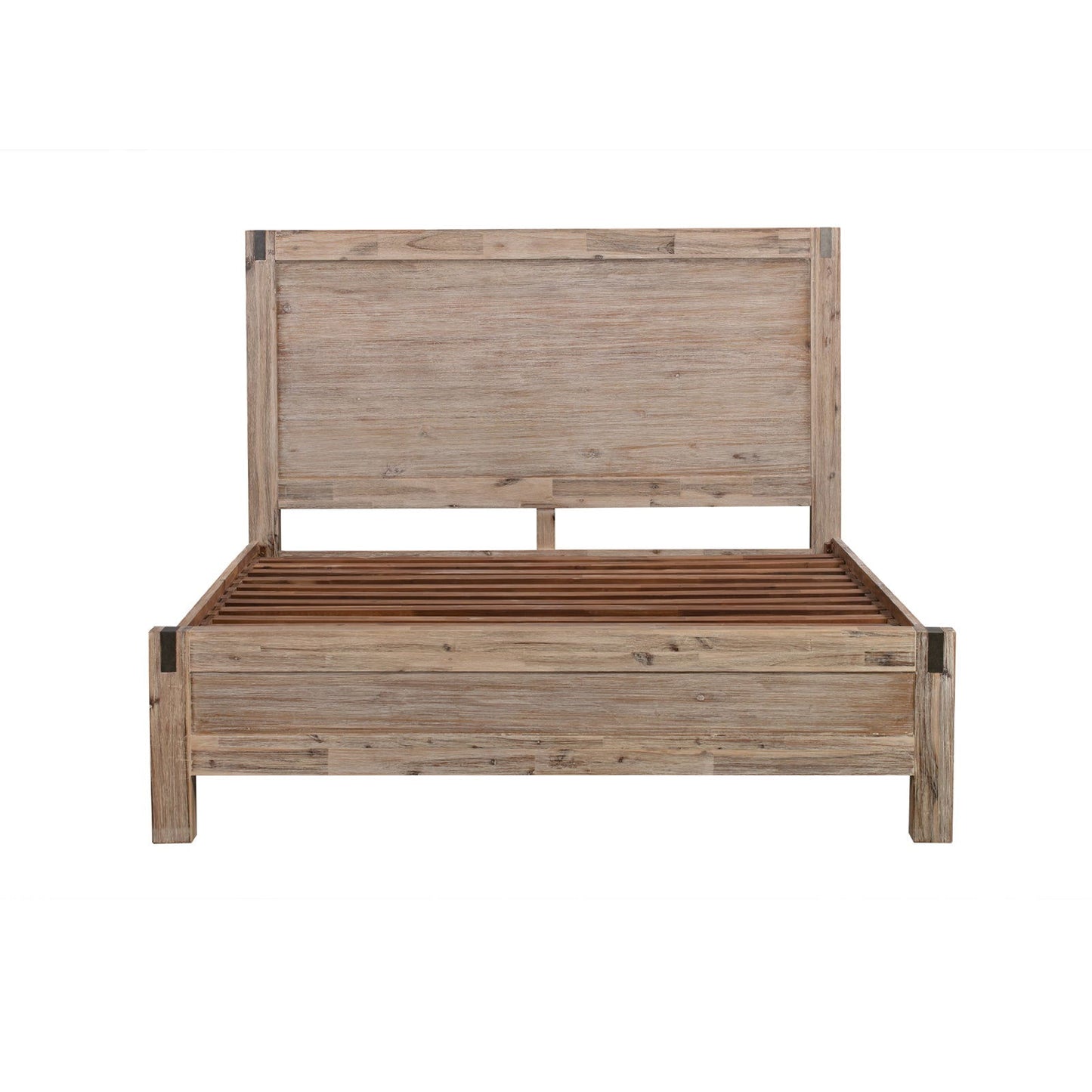 4 Pieces Bedroom Suite in Solid Wood Veneered Acacia Construction Timber Slat Queen Size Oak Colour Bed, Bedside Table & Dresser - Cosy Abode