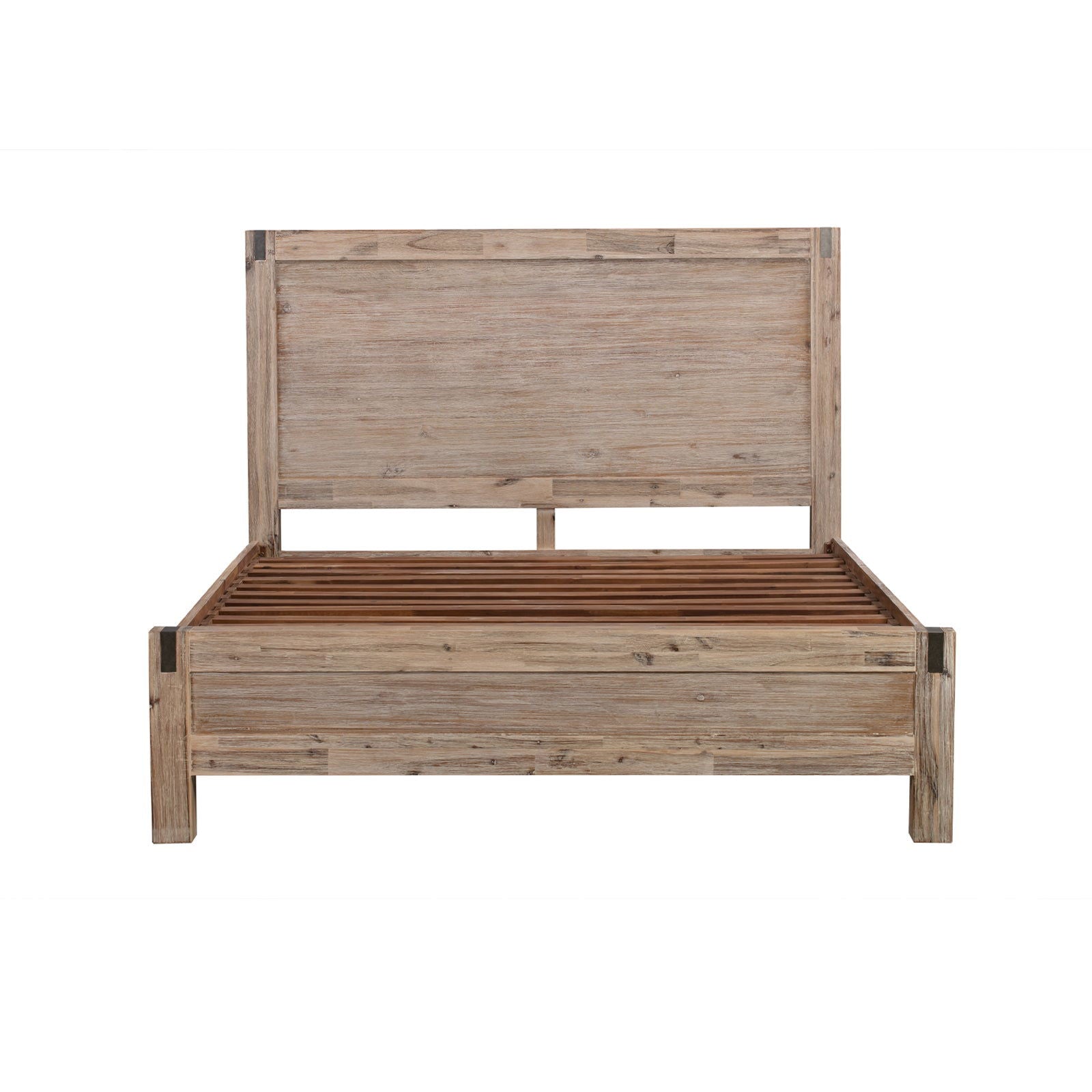4 Pieces Bedroom Suite in Solid Wood Veneered Acacia Construction Timber Slat Queen Size Oak Colour Bed, Bedside Table & Dresser - Cosy Abode