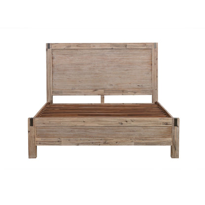 4 Pieces Bedroom Suite in Solid Wood Veneered Acacia Construction Timber Slat Queen Size Oak Colour Bed, Bedside Table & Dresser - Cosy Abode