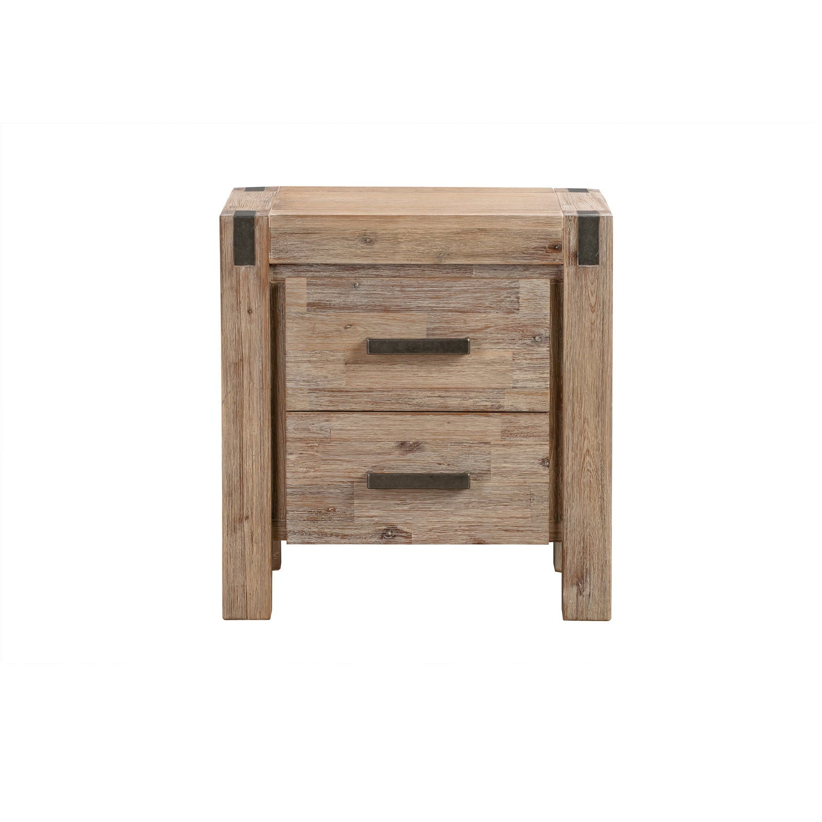 4 Pieces Bedroom Suite in Solid Wood Veneered Acacia Construction Timber Slat Queen Size Oak Colour Bed, Bedside Table & Dresser - Cosy Abode