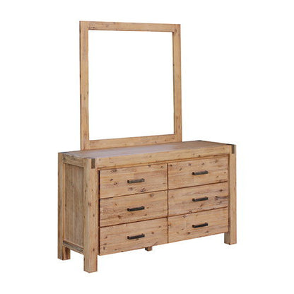 4 Pieces Bedroom Suite in Solid Wood Veneered Acacia Construction Timber Slat Single Size Oak Colour Bed, Bedside Table & Dresser - Cosy Abode
