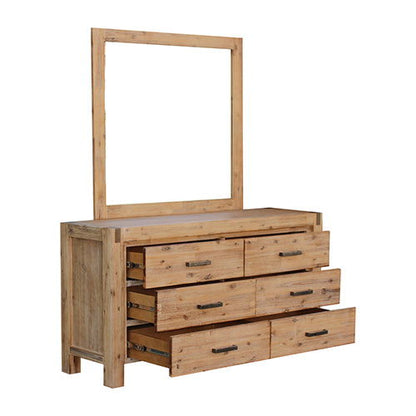 4 Pieces Bedroom Suite in Solid Wood Veneered Acacia Construction Timber Slat Single Size Oak Colour Bed, Bedside Table & Dresser - Cosy Abode